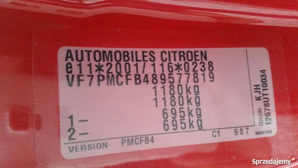 Na sprzedaż uszkodzony Citroen C1 Ryki sprzedam