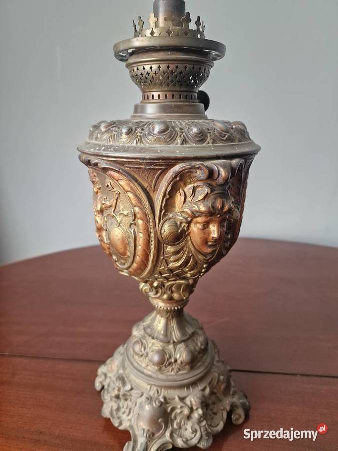 Zabytkowa mosiężna lampa naftowa Antyki Skierniewice