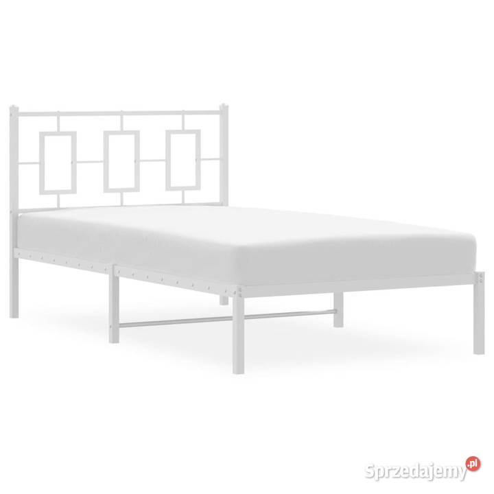 Łóżko Metalowe Białe Rama Łóżka Ze Stelażem 105cm