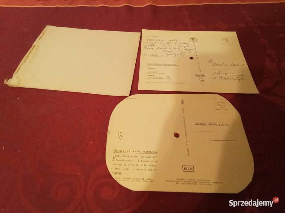 2 pocztówki dźwiękowe z dedykacją Warszawa