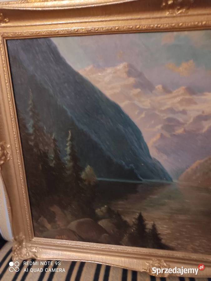 Obraz w złotej ramie sygnowany malowany na pomorskie Sopot sprzedam