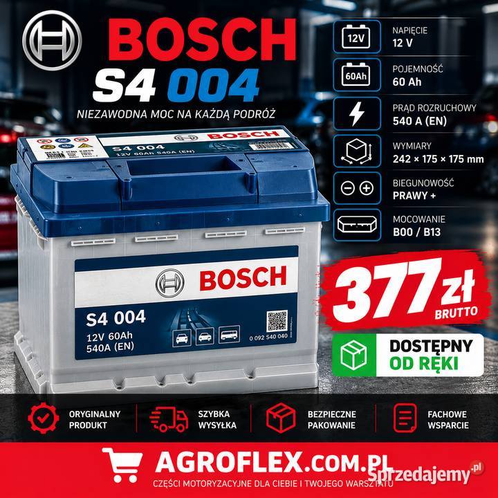 BOSCH S4 004 60Ah 540A 0 092 S40 040 Kochanów