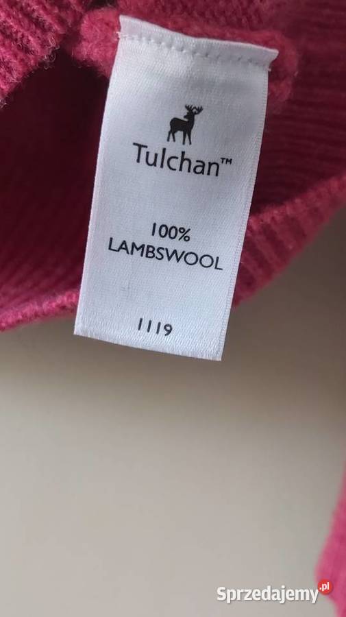 Piękny sweter Tulchan 100 lambswool rozmiar S czerwony Lublin