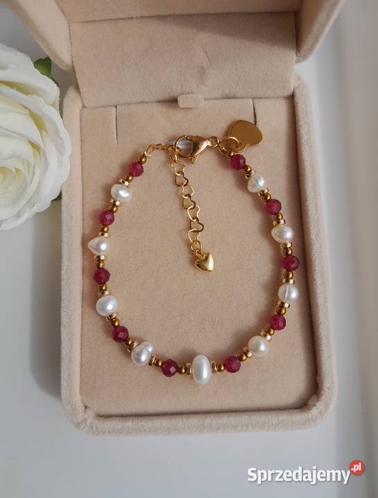 Bransoletka z kamienia naturalnego Rubin perła sprzedam