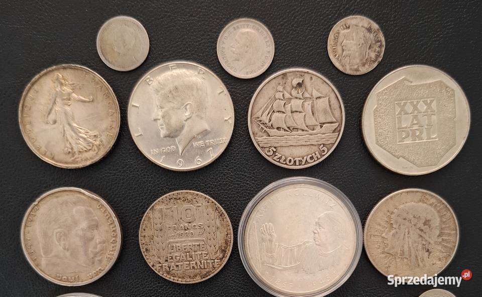 Zestaw Srebrnych Monet 21 sztuk Mix Gliwice