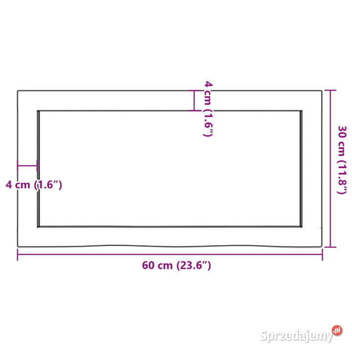 Półka brązowa 60x30x26 lakierowane lite drewno mazowieckie