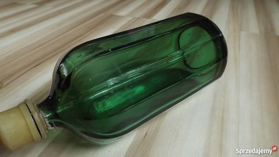 STARY szklany SYFON zielone szkło Grodziczno