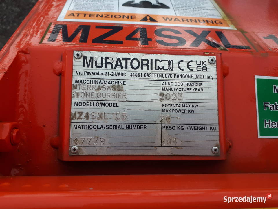 Glebogryzarka separacyjna MURATORI Włochy 105 20 Głogoczów sprzedam