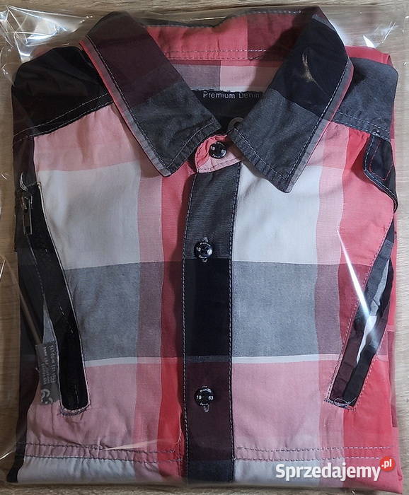 Koszula męska w czerwono czarną kratę bawełna