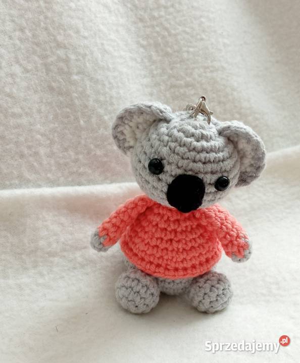 Miś koala wykonany na szydełku brelok maskotka Łask