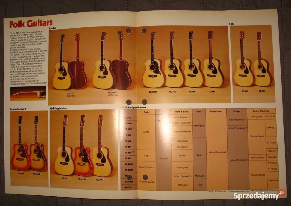 Yamaha Guitars Folk Classic Catalog katalog Kępice