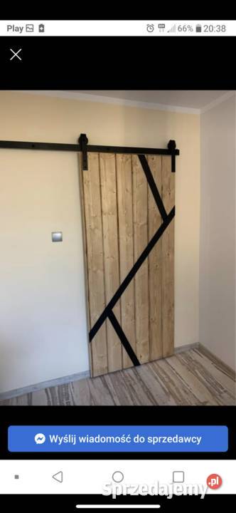 Drzwi przesuwne drewniane rustykalne Barn Door Drzwi i okna Gliwice