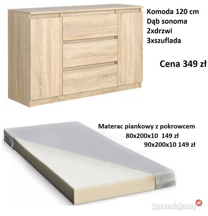 Łóżko z materacem 80x200 90x200 Hotelowe Koło