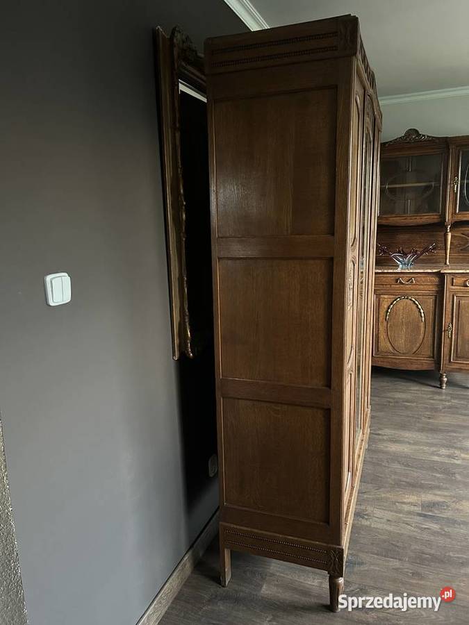 Dębowa francuska szafa z lustrem kryształowym Poznań sprzedam
