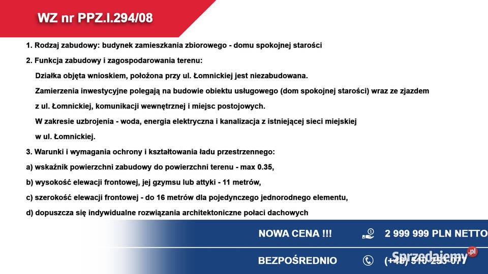 WZ na 19 segmentów 8 bliźniaków Łódź Łomnicka 21 504zł/m2