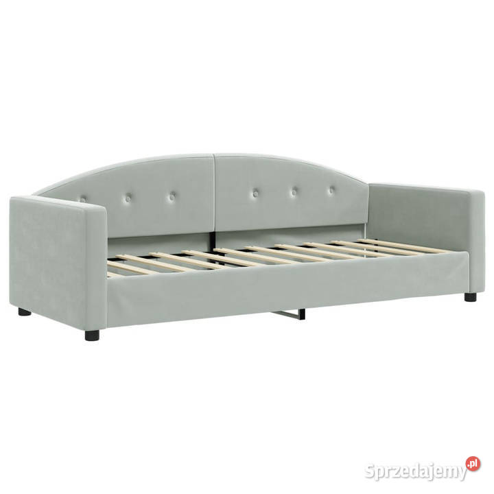 Sofa z funkcją spania jasnoszara obita aksamitem mazowieckie Warszawa