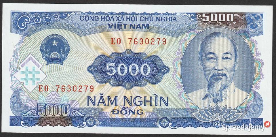 WIETNAM 5000 DONG 1991 STAN BANKOWY UNC łódzkie Łódź sprzedam