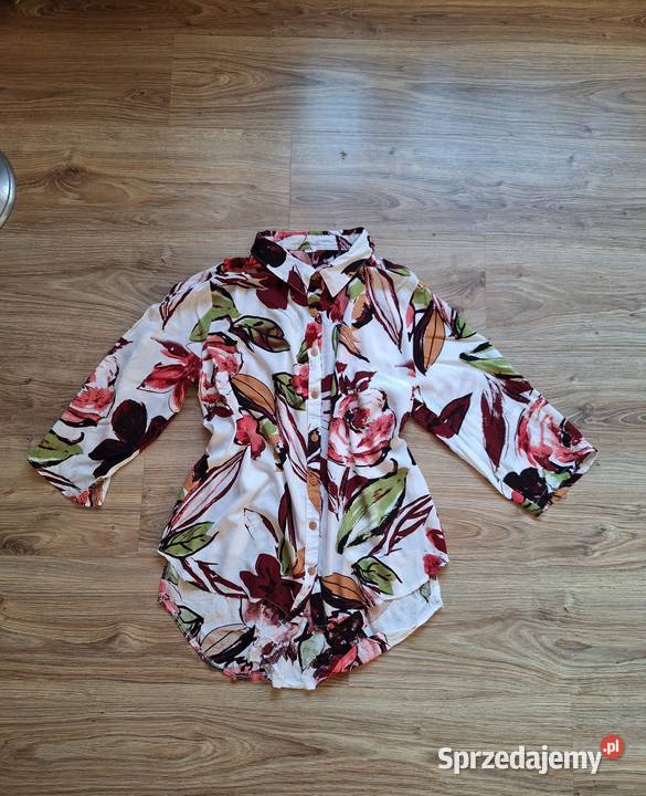 Świetna biała koszula w kwiaty Terezini wiskoza sprzedam