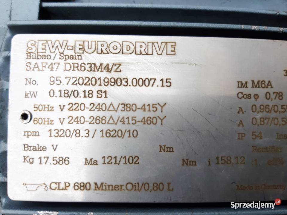 Motoreduktor 018 kW83 obr wielkopolskie Leszno