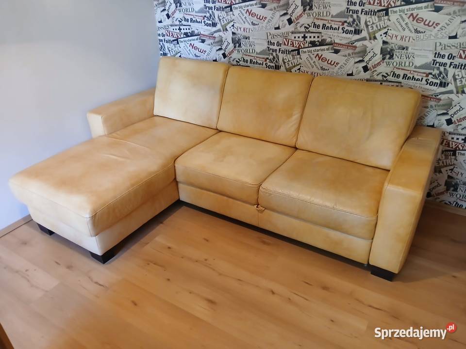 Skórzana sofa narożna z funkcją spania Zabartowo sprzedam