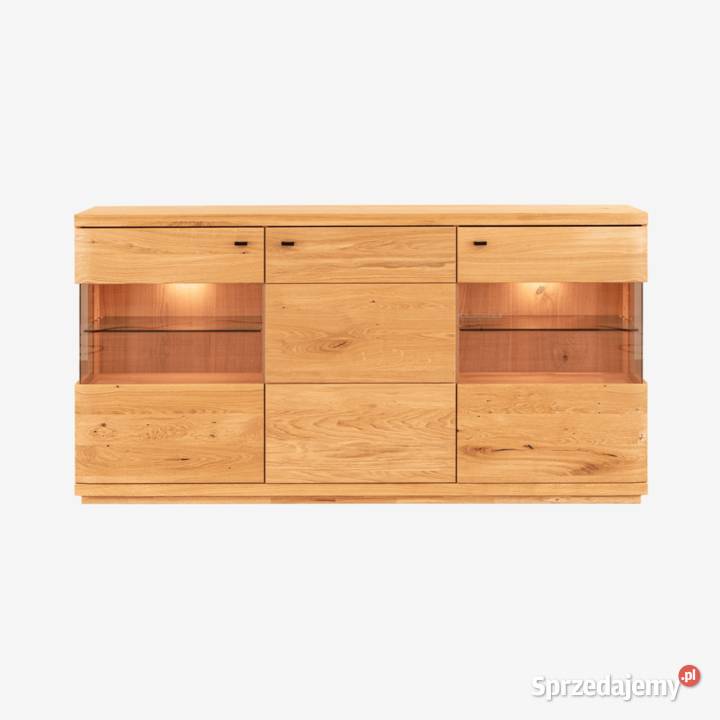 Komoda drewniana dębowa nowoczesna przeszklona Gdańsk