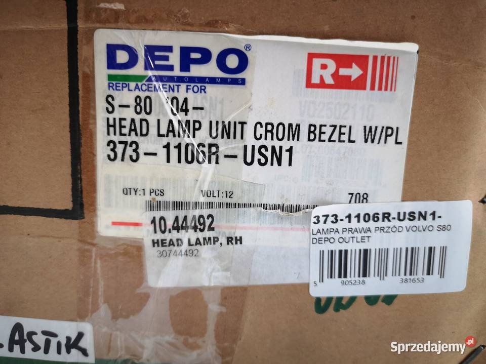 LAMPA PRAWY PRZÓD VOLVO S80 I 19982006 NOWA DEPO