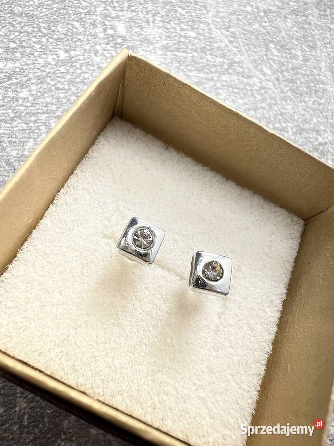 Kolczyk złoty z diamentem kwadrat Jasło