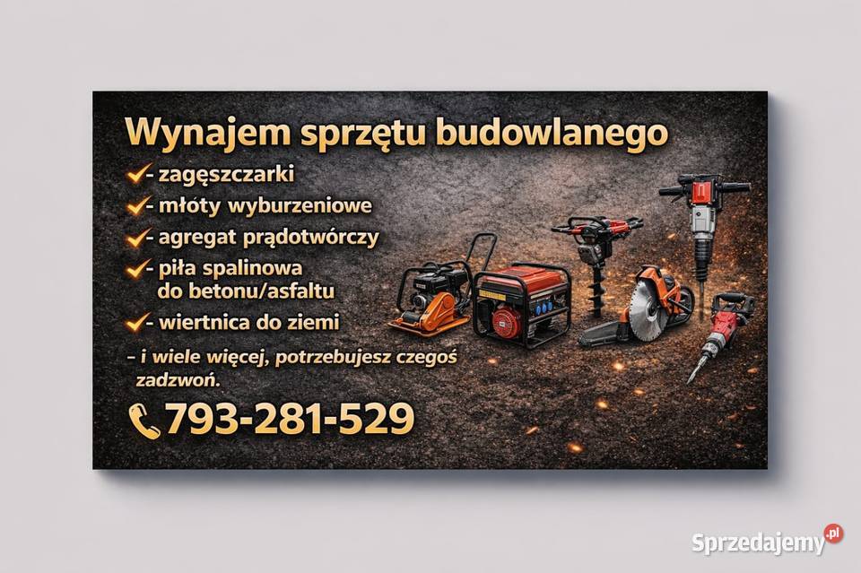 Wynajem sprzętu budowlanego zagęszczarka piła do