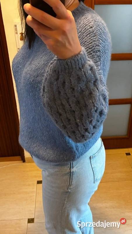Sweter damski gruby splot oversize granatowy Szczecin