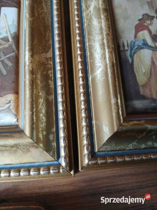 Zestaw 4 starych obrazków w drewnianych ramkach małopolskie Kraków