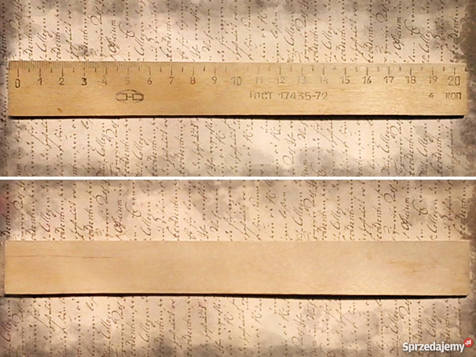 Stara drewniana rosyjska linijka 20 vintage Lublin