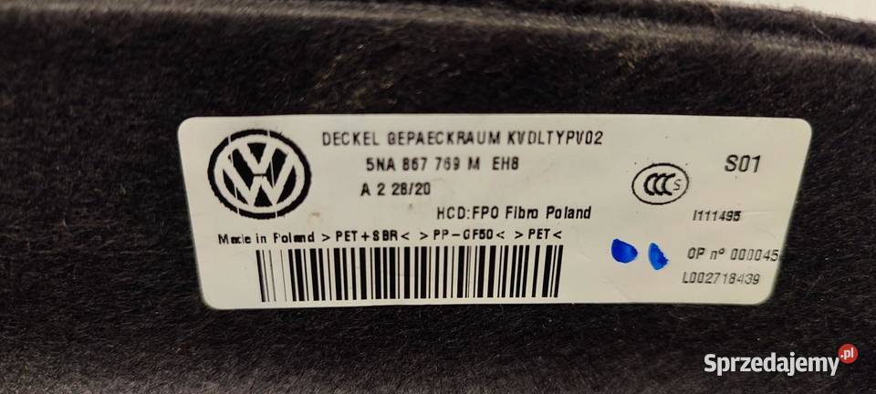 VW TIGUAN II PÓŁKA BAGAŻNIKA 5NA867769M osobowe