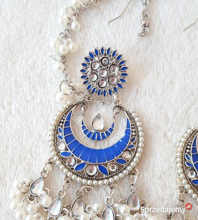 Długie kolczyki niebieski srebrny kolor Szczecin