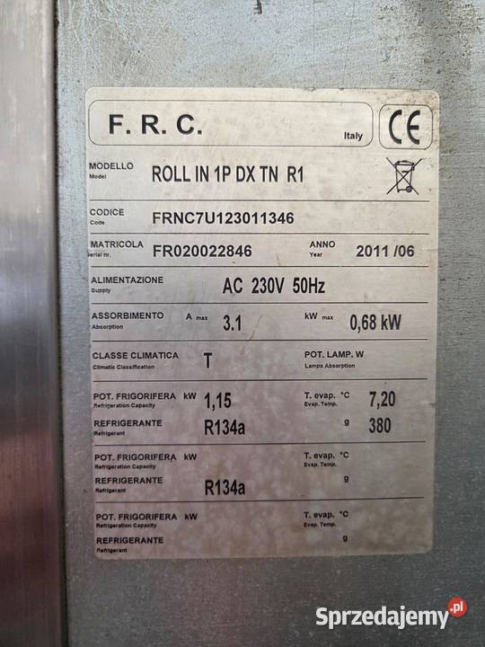 NORDCAP ROLL IN 1P DX TN R1 Szafa chłodnicza Krotoszyn