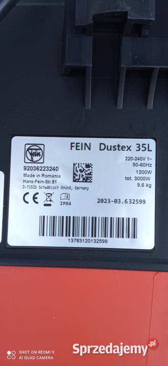Odkurzacz Przemysłowy FEIN DUSTEX 35L 1380W Odkurzacze przemysłowe