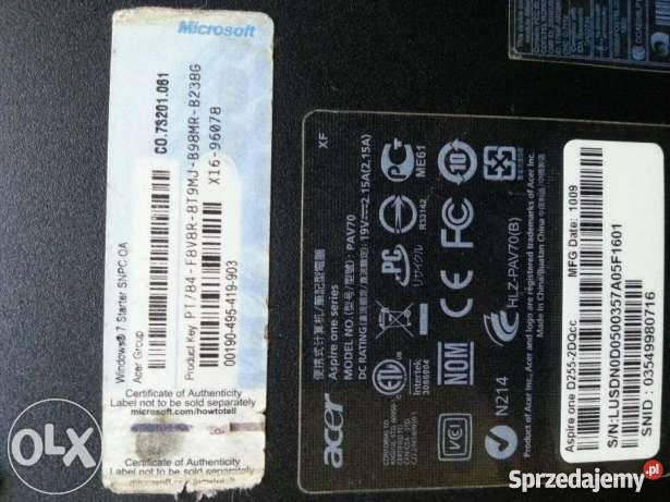 Acer Aspire One D255 Windows 7  Grodzisk Mazowiecki