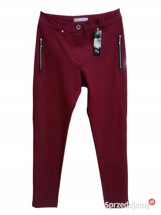 Spodnie damskie MiR proste z zamkami r 42 bordo Wieluń