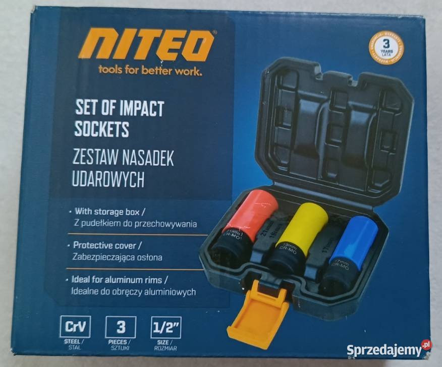 NITEO zestaw nasadek udarowych 3 sztuki rozmiar warmińsko-mazurskie Ełk sprzedam