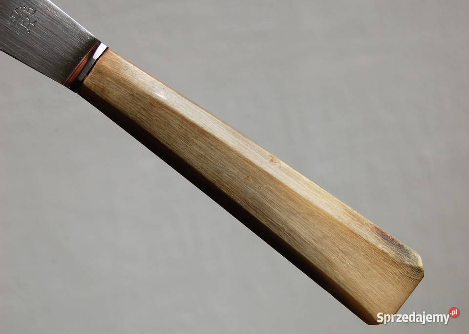 Nóż stołowy rękojeść z rogu art deco Szwajcaria Akcesoria kuchenne