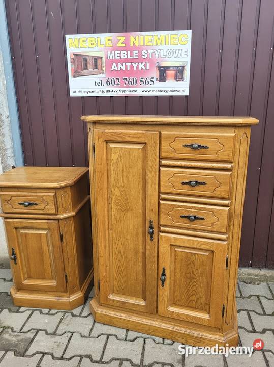 Stylowa wysoka komoda dębowa z szufladami 87cm Sypniewo