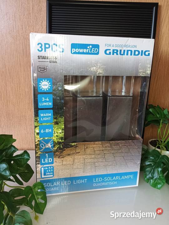 Lampy solarne stalowe Grundig 3 sztuki nowe wielkopolskie Trzcianka