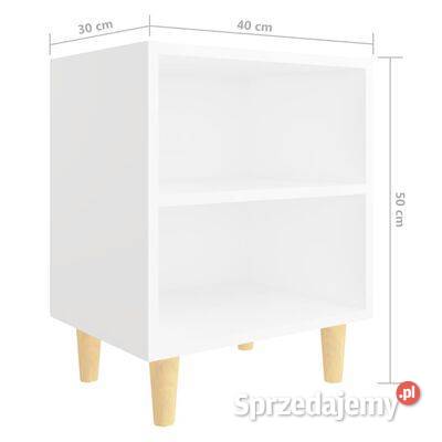 vidaXL Szafka nocna z drewnianymi nóżkami biała
