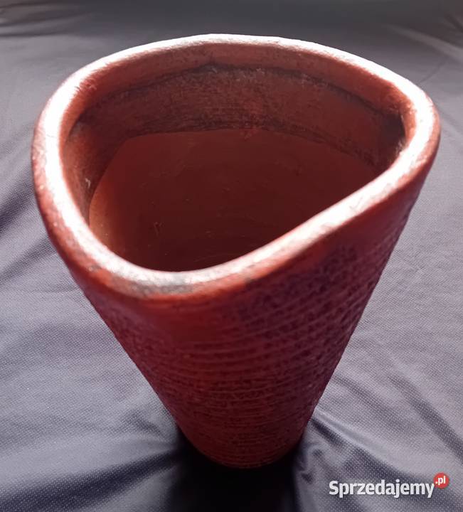 Ceramiczny wazon styl brutalistyczny recznie Porcelana i szkło