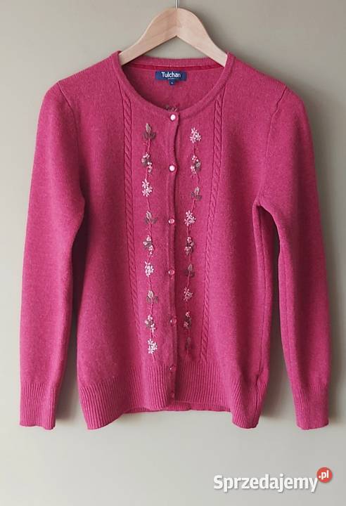 Piękny sweter Tulchan 100 lambswool rozmiar S czerwony Lublin