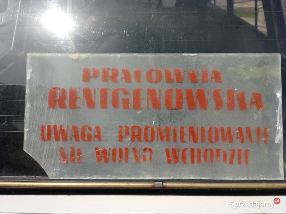 Pracownia rentgenowska szkło szyld zabytek Jarosław sprzedam