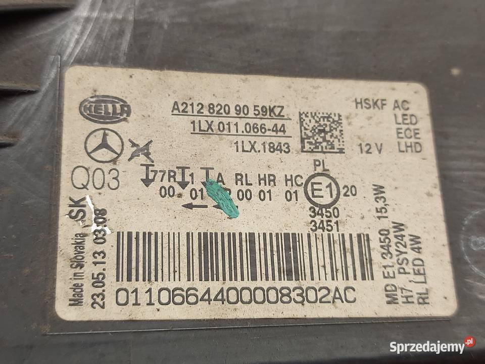 MERCEDES E KLASA W212 LIFT lampa prawa przód LED Kielce sprzedam