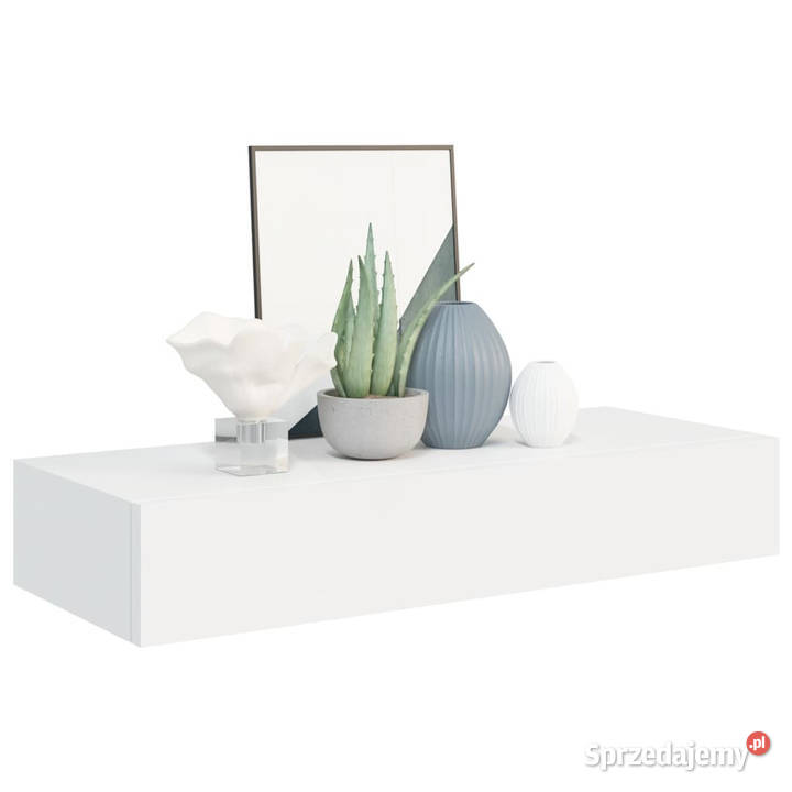Półka ścienna z szufladą biała 60 x 235 x 10 MDF Półki Dom i Ogród Warszawa sprzedam