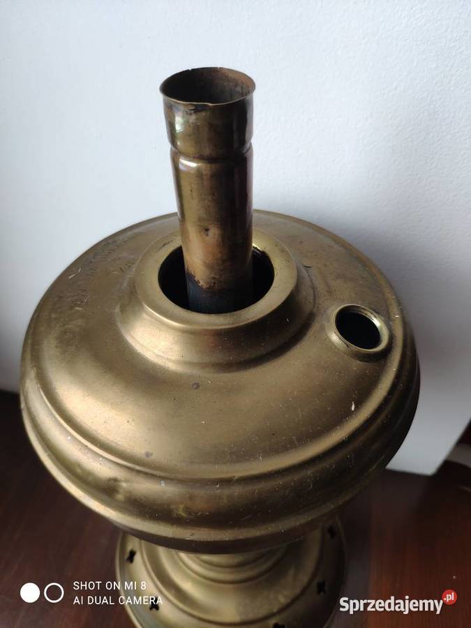 Stara mosiężna sygnowana podstawa lampy naftowej Kraków