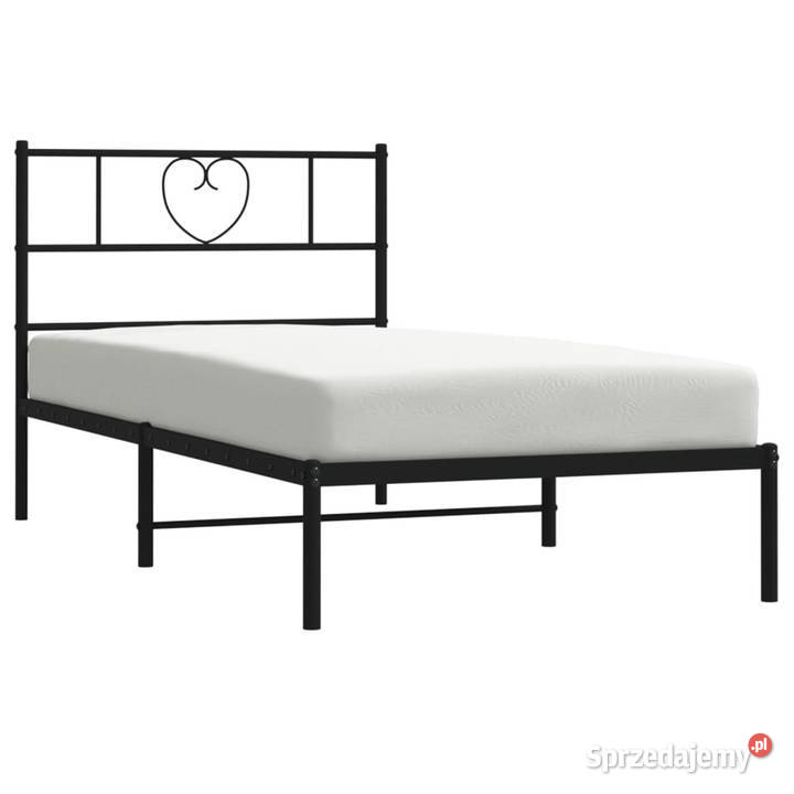 Łóżko Metalowe Czarne Rama Łóżka Ze Stelażem 90cm