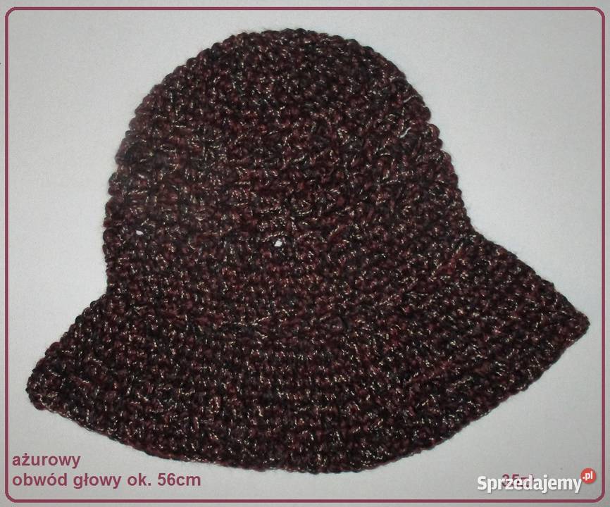 Kapelusz ażurowy hand made melanż szarościhand Dla kobiet Łódź sprzedam